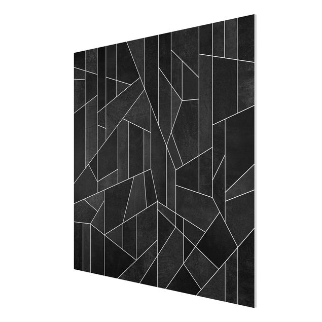 Tableau abstrait Aquarelle géométrique noire et blanche