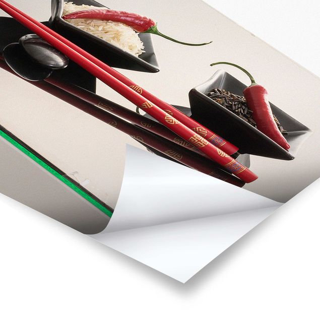 Tableau décoration Piments rouges dans des enveloppes de riz