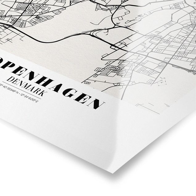 Tableaux muraux Plan de ville de Copenhague - Classique