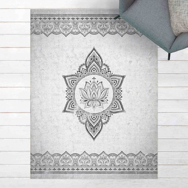 tapis extérieur Mandala Lotus imitation béton