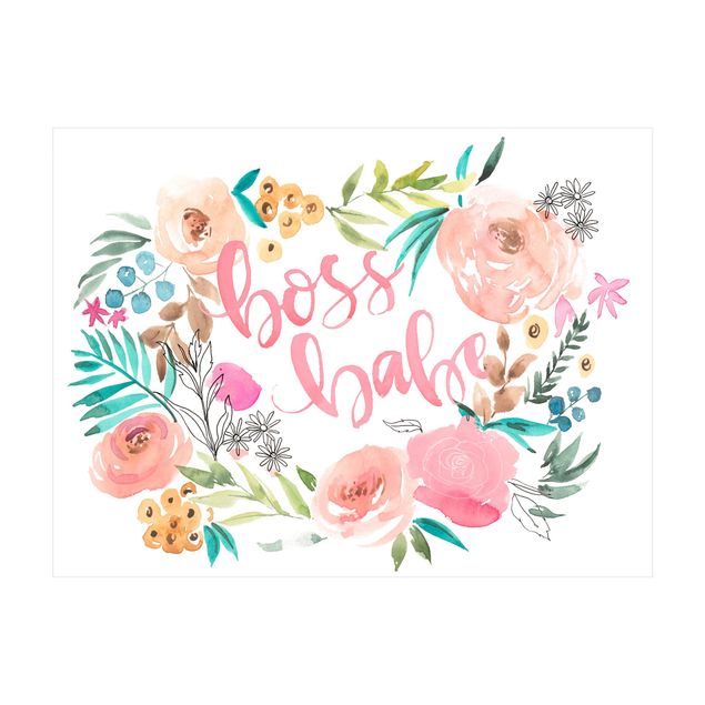 tapis fleuri Pink Flowers - Boss Babe