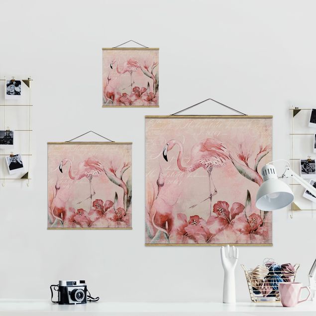 Tableaux de Andrea Haase Collage Shabby Chic - Flamingo
