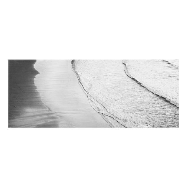 Fonds de hotte - Soft Waves On The Beach Black And White - Panorama 5:2