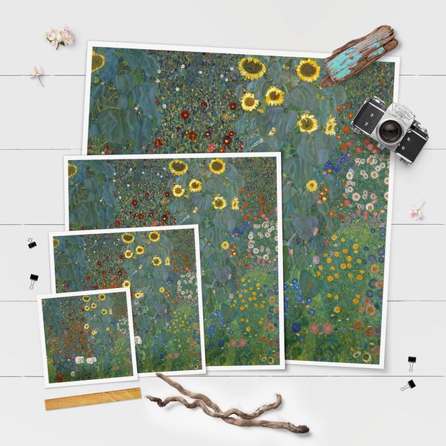 Poster mural fleurs Gustav Klimt - Tournesols de jardin