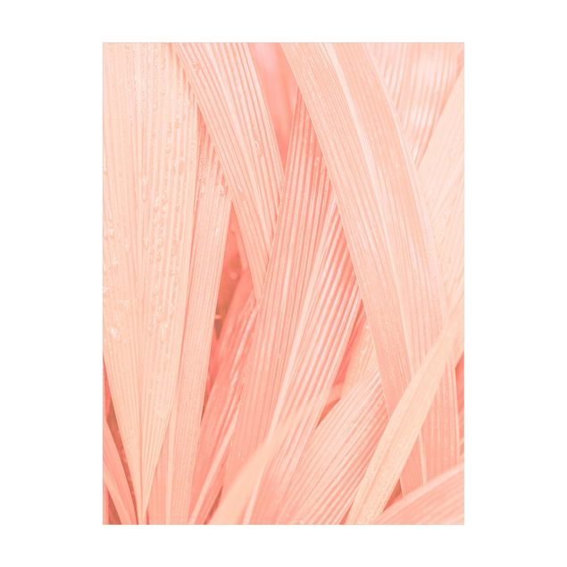 tapis fleuri Feuilles de palmier rose