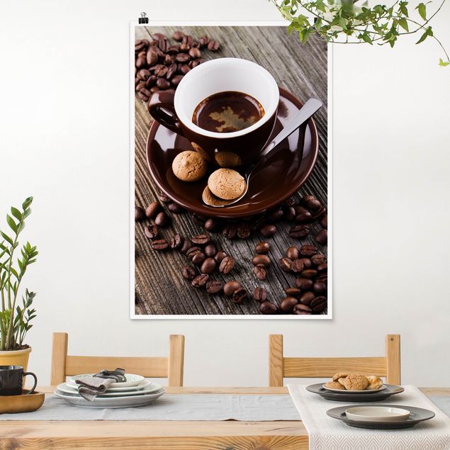 Tableaux modernes Tasses à café avec grains de café