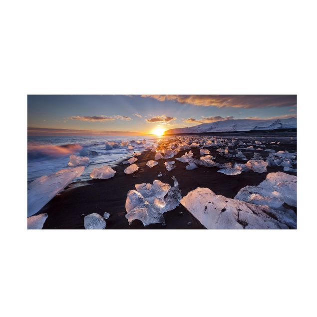 tapis modernes Morceaux de glace sur la plage en Islande