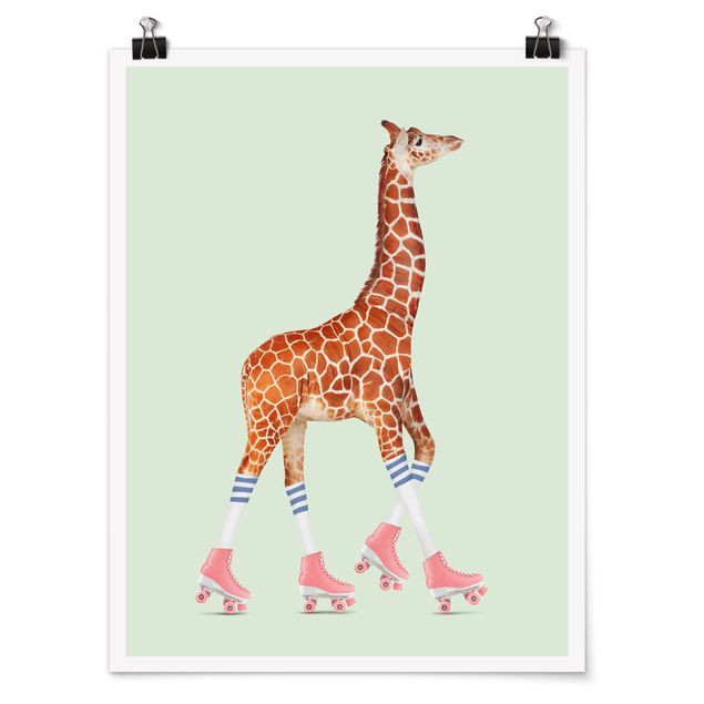 Tableau moderne Girafe avec des patins à roulettes