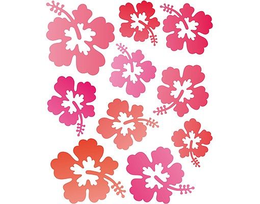 Stickers muraux nature No.546 Fleurs d'hibiscus