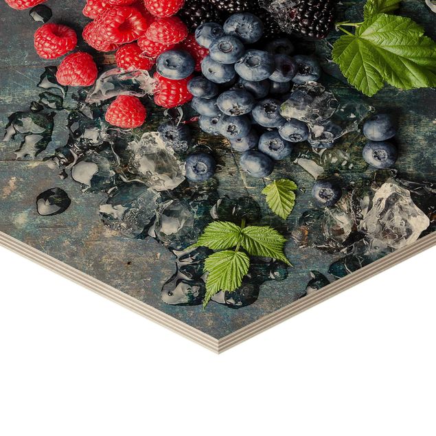 Hexagone en bois - Berry Mix With Ice Cubes Wood