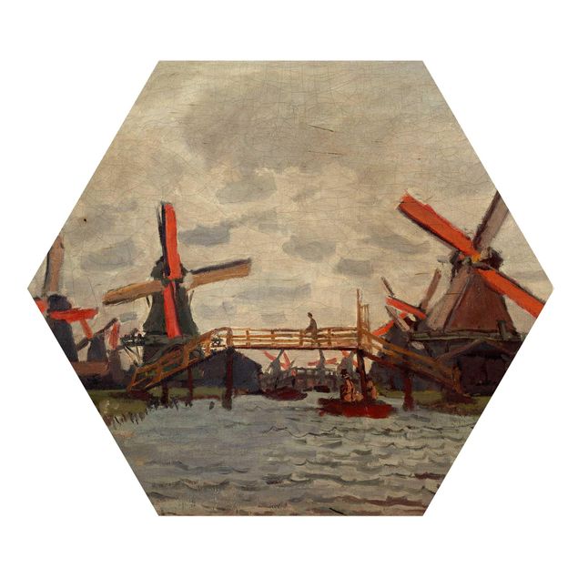 Tableaux Claude Monet - Moulins à vent à Westzijderveld près de Zaandam