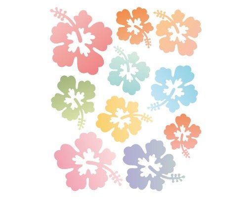 Stickers muraux nature No.547 Fleurs d'hibiscus au pastel