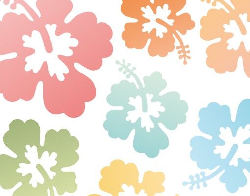 Stickers muraux No.547 Fleurs d'hibiscus au pastel