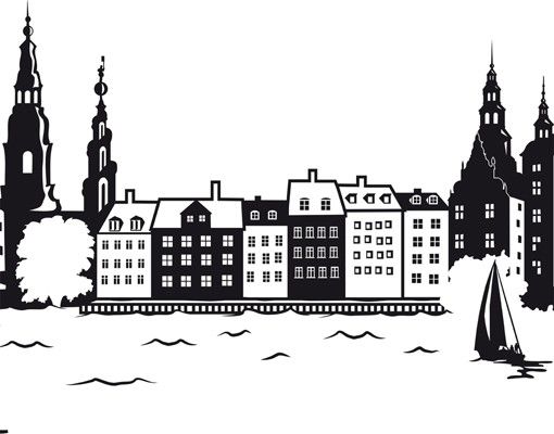 Stickers muraux villes du monde No.JS1 Copenhagen Skyline