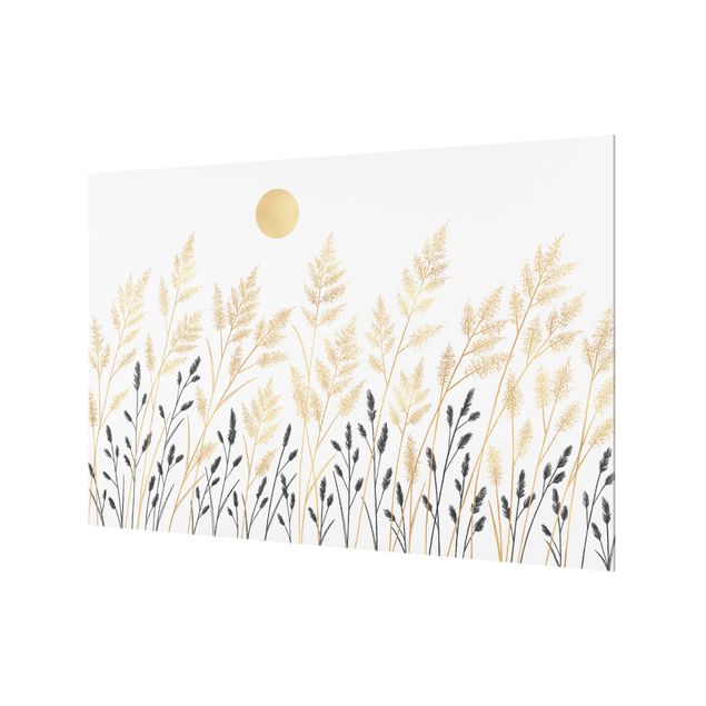 Fond de hotte - Grasses And Moon In Gold And Black - Format paysage 3:2