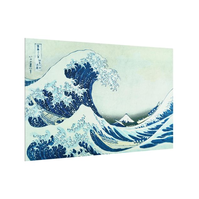 crédence cuisine en verre Katsushika Hokusai - La grande vague à Kanagawa