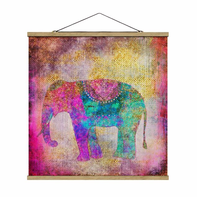 Tableaux zen Collage coloré - Éléphant indien