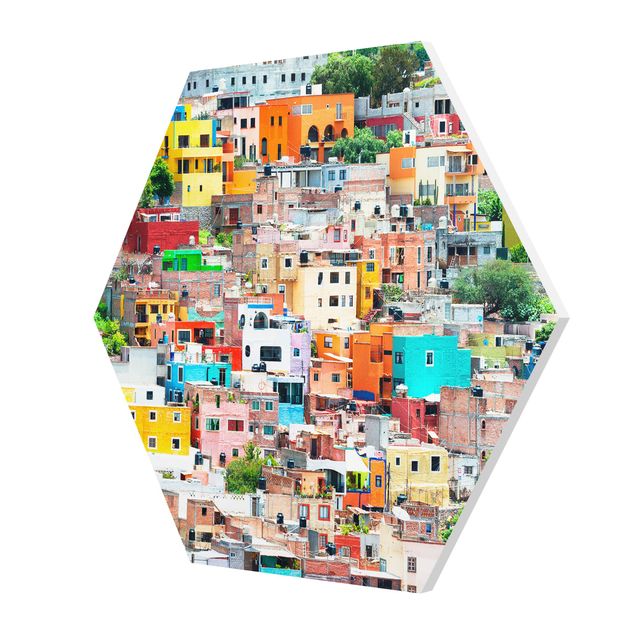 Tableaux muraux Maisons colorées devant Guanajuato