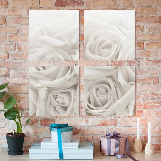 Impression sur toile 4 parties - White Roses
