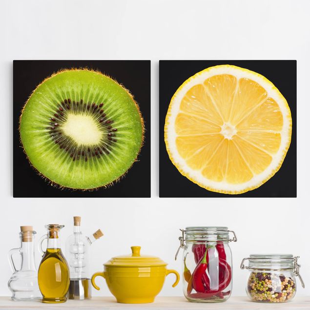 Décorations cuisine Gros plan sur le citron et le kiwi