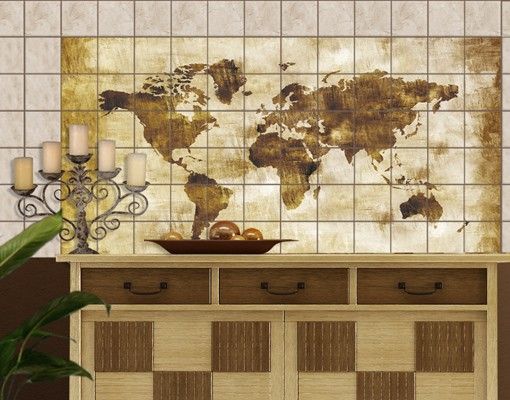 Déco murale cuisine No.CG75 Carte du monde