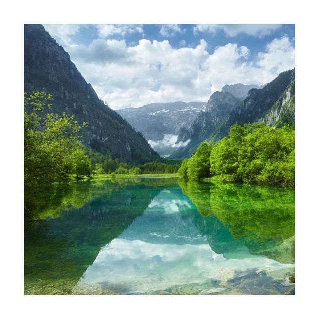 tapis forêt Lac de montagne avec reflet de l'eau