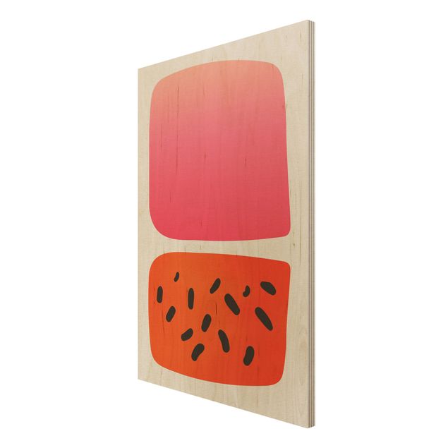 Tableaux en bois Formes abstraites - Melon et rose