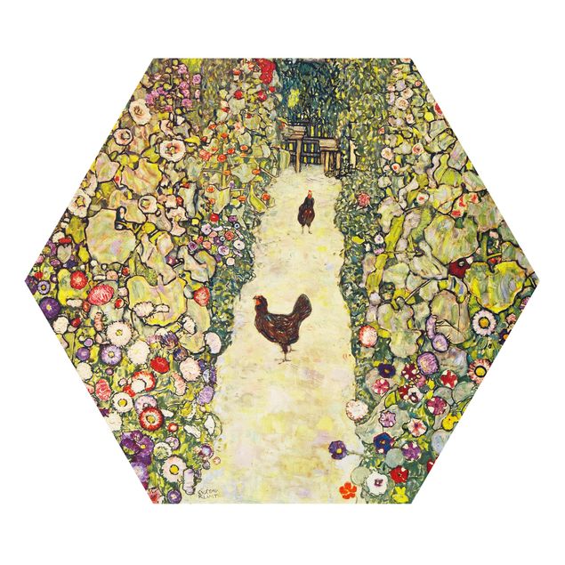Tableaux fleurs Gustav Klimt - Chemin de jardin avec poules