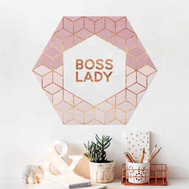 Déco murale cuisine Boss Lady Hexagones en Rose