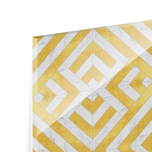 Fonds de hotte - Geometrical Tile Mix Art Deco Gold Marble - Carré 1:1