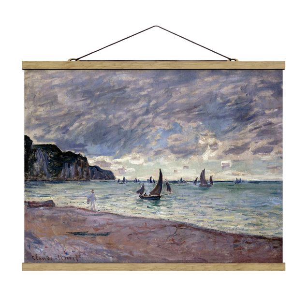 Tableau mer Claude Monet - Bateaux de pêche devant la plage et les falaises de Pourville