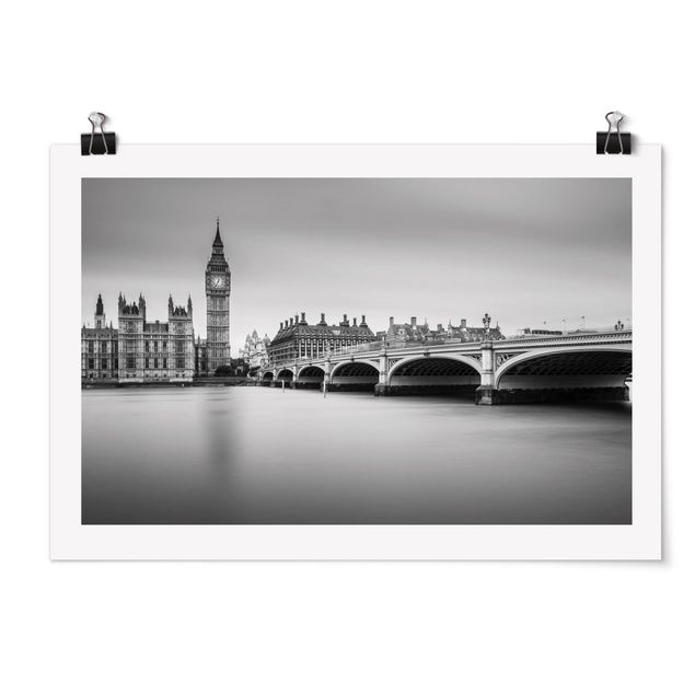 Posters en noir et blanc Pont de Westminster et Big Ben