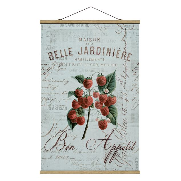 Tableaux fruits Shabby Chic Collage - Framboise
