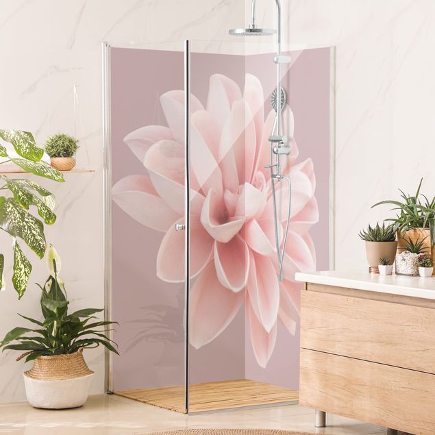 Revêtement mural douche Fleur Dahlia Lavande Rose Blanc