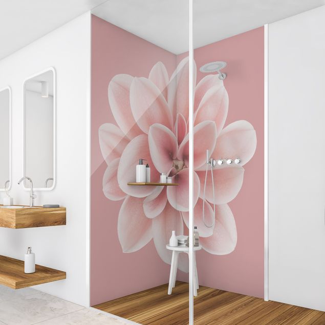 Revêtement mural douche Fleur Dahlia Rose Blush Centré