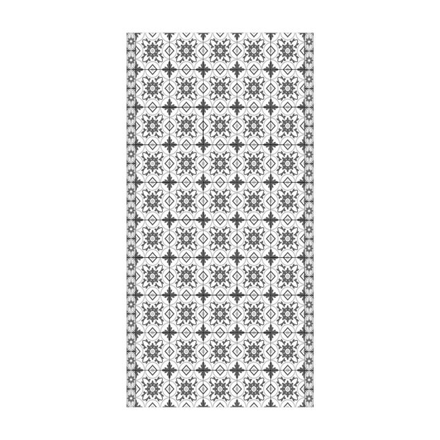 tapis imitation carrelage Mélange de carreaux géométriques floral Gris