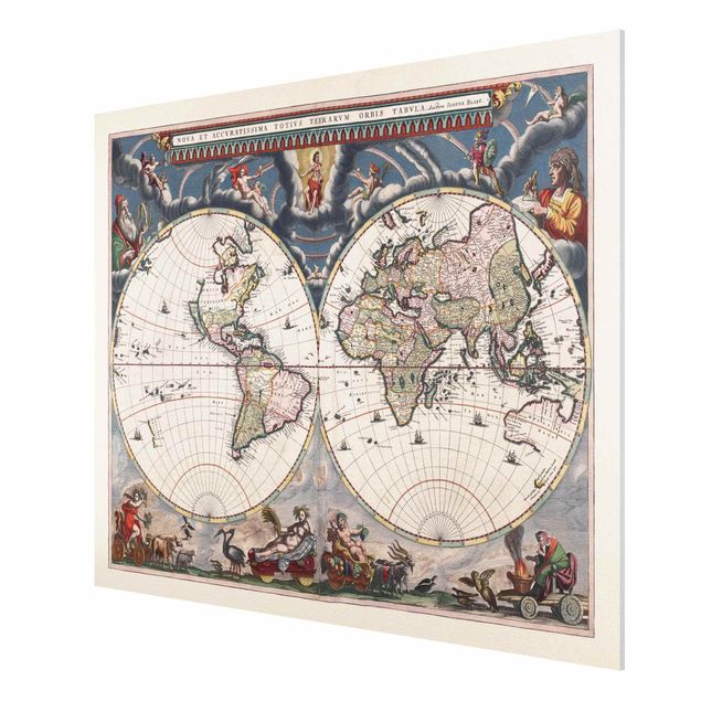 Tableaux vintage Carte du monde historique Nova et Accuratissima 1664