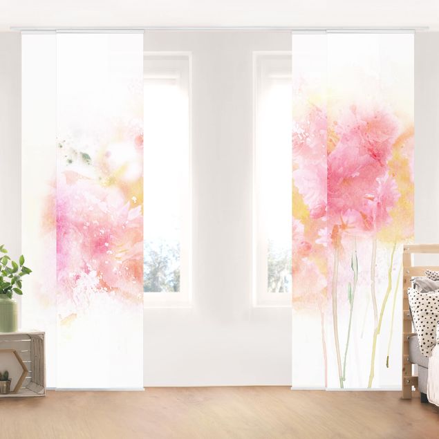 Panneaux coulissants avec fleurs Fleurs aquarelle pivoines
