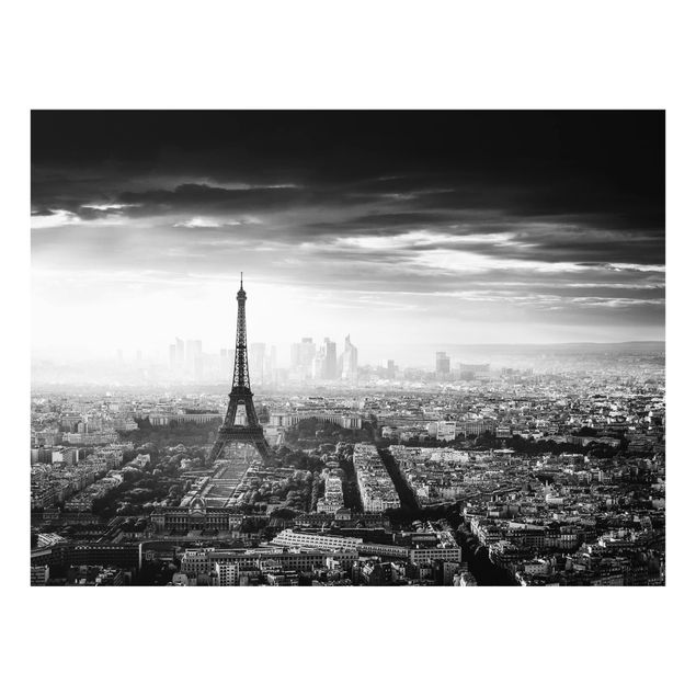 Fond de hotte - The Eiffel Tower From Above In Black And White