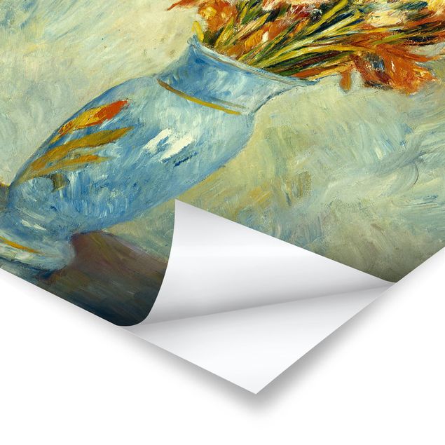 Tableau couleur jaune Auguste Renoir - Gaïeuls dans un vase bleu