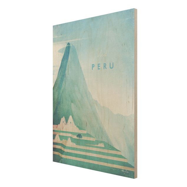Tableau vintage bois Poster de voyage - Pérou