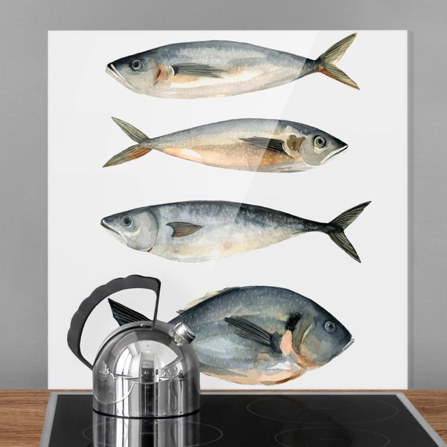 Décorations cuisine Quatre poissons à l'aquarelle I