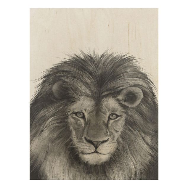 Tableaux Illustration Lion Monochrome Peinture