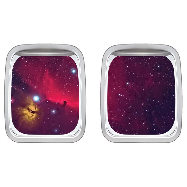 Stickers muraux 3d Hublot d'avion Galaxie colorée