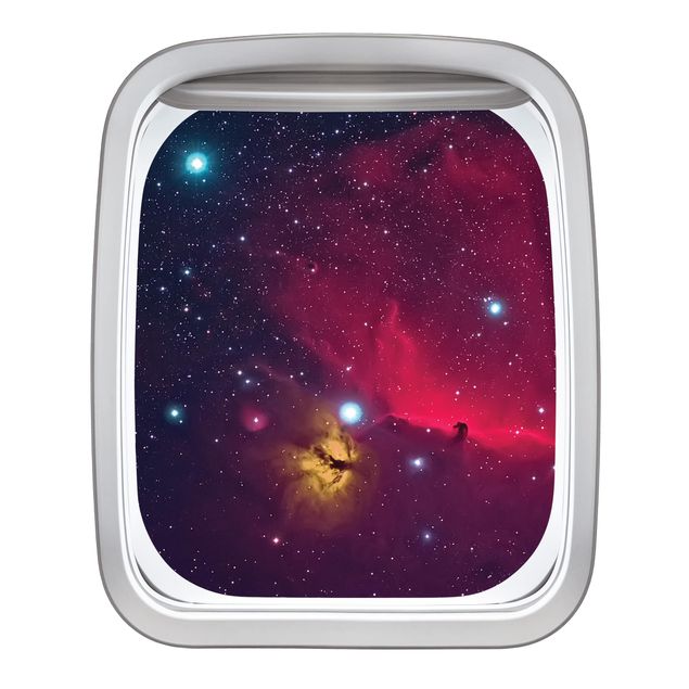 Stickers muraux 3d Aircraft Window Colourful Galaxy