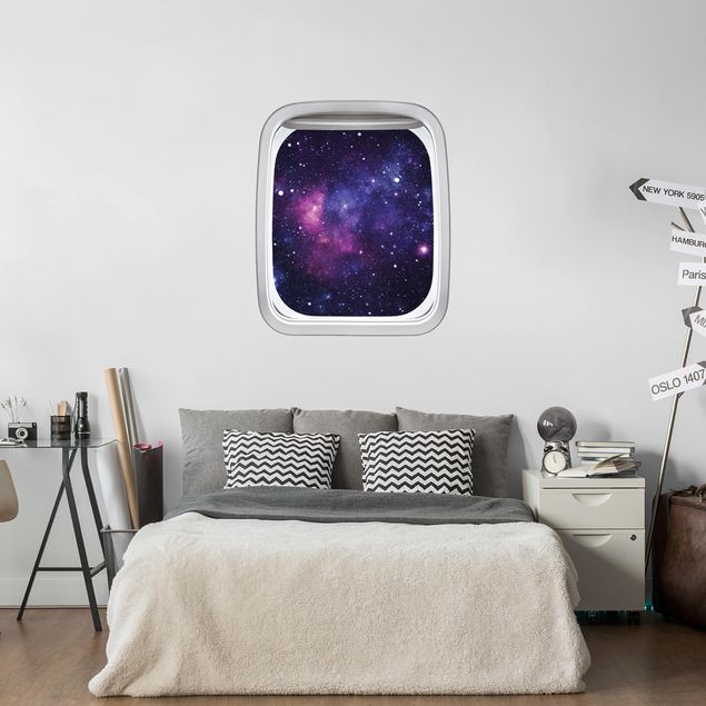 Stickers muraux espace Hublot d'avion Galaxie