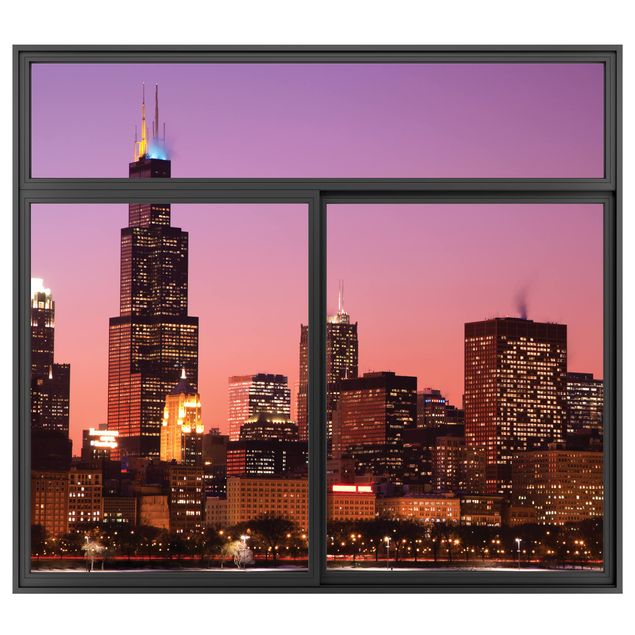 Décorations cuisine Fenêtre Noire Chicago Skyline