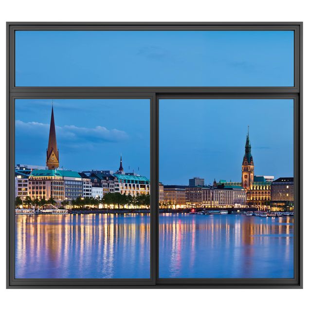 Décorations cuisine Fenêtre Noire Hambourg Skyline