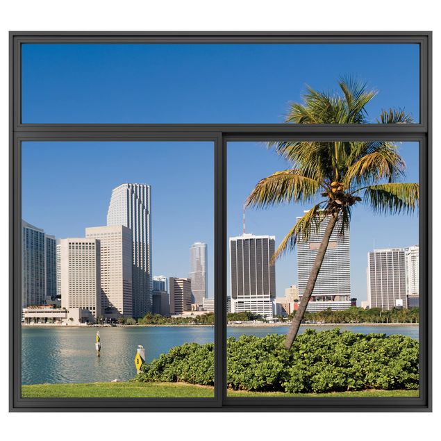 Décorations cuisine Fenêtre Noire Miami Beach Skyline