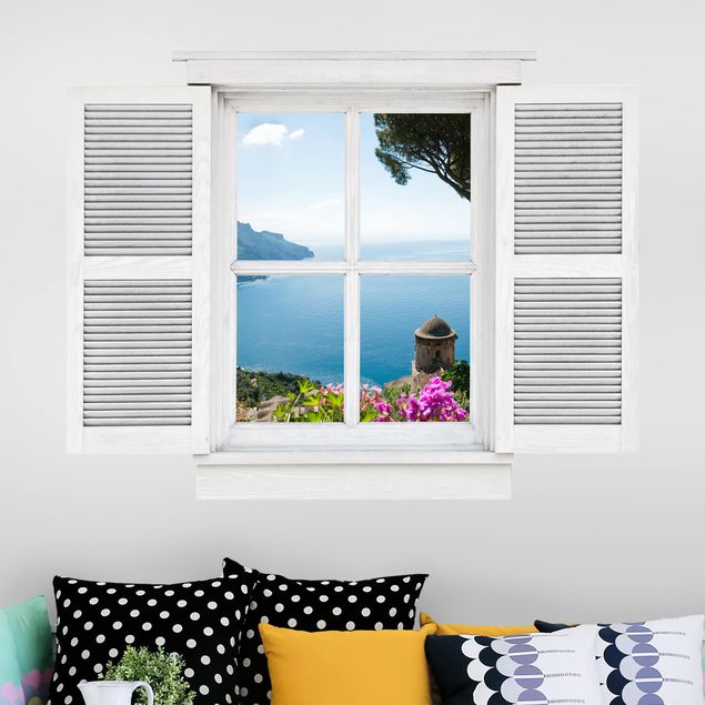 Déco mur cuisine Fenêtre à battant Vue du jardin sur la mer